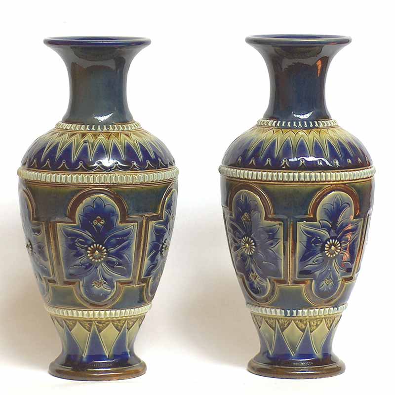 A pair of Doulton Lambeth vases by Elizabeth Fisher
