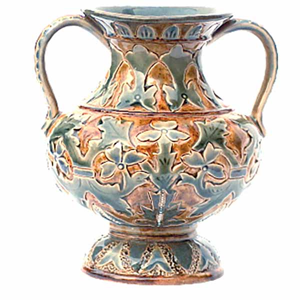 Two-handled Doulton Lambeth vase by Elizabeth Atkins