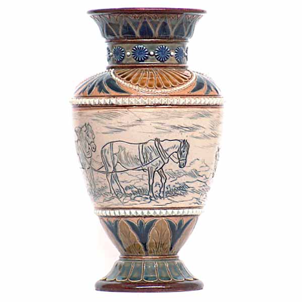 A superb 9.25" Doulton Lambeth vase by Hannah and Lucy Barlow