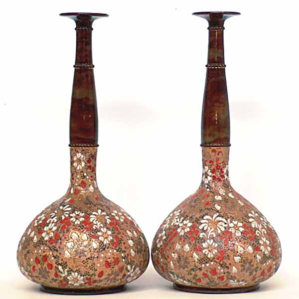 A pair of large Doulton Lambeth 16" vases