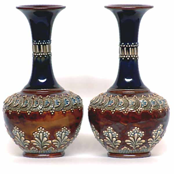 A pair of Doulton Lambeth vases