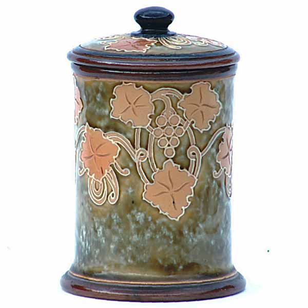 A Mint condition Royal Doulton lidded jar by Marion Holbrook