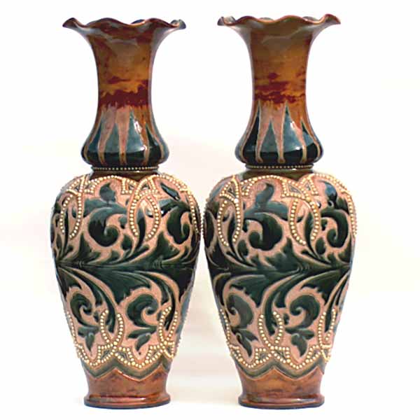 Emily Stormer - A pair of Doulton Lambeth 40cm (16in) vases - 247