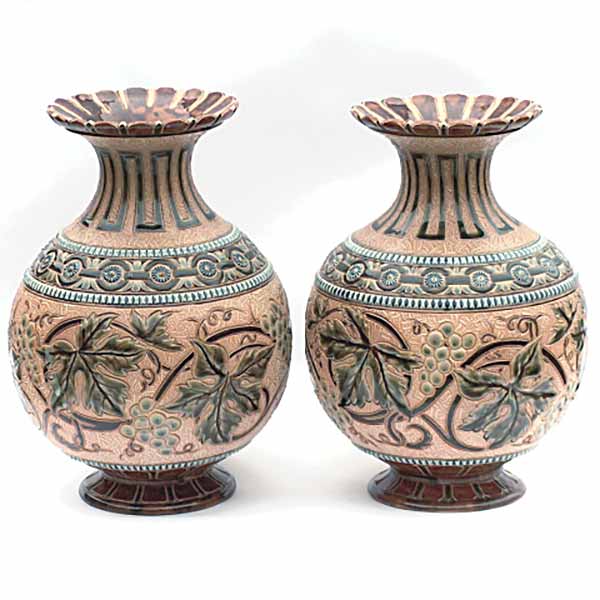 Edith Lupton - a spectacular pair of globular 25cm vases -790 