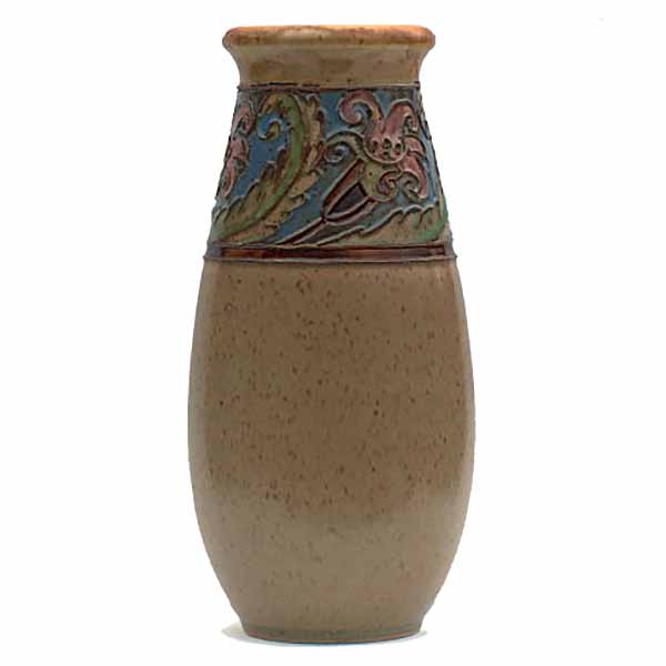 A 26cm (10.5in) Royal Doulton stoneware vase by Winnie Bowstead - 654