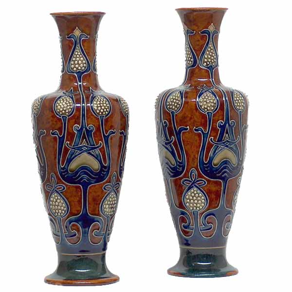 Frank Butler -  a pair of Doulton Lambeth stoneware vases  3451