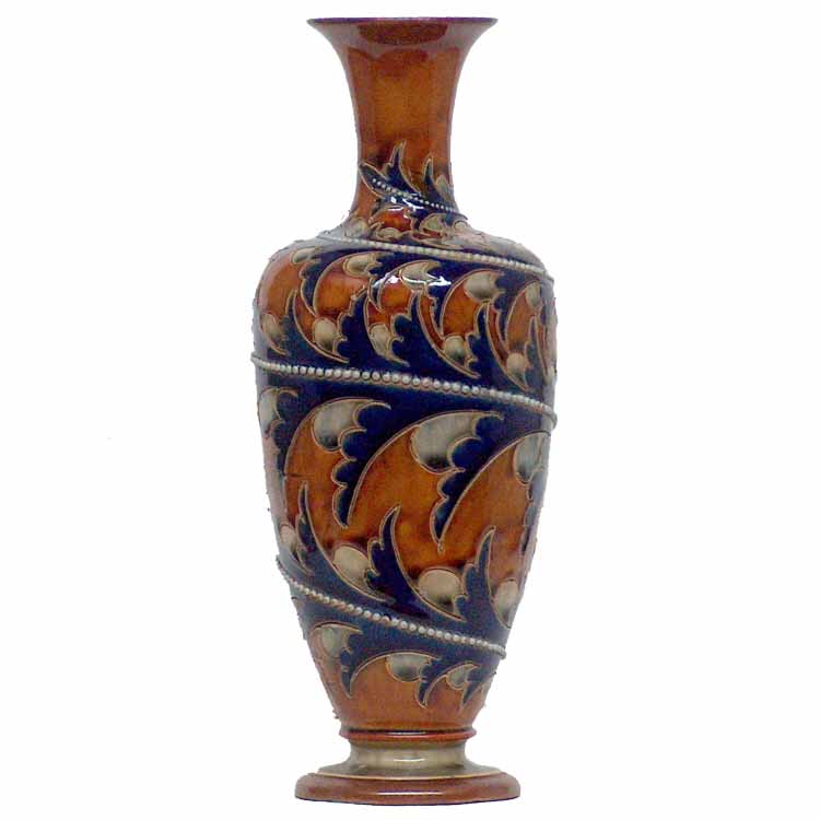 George Tinworth -a Doulton Lambeth 30cm (12in) ”bat’s-wing” vase