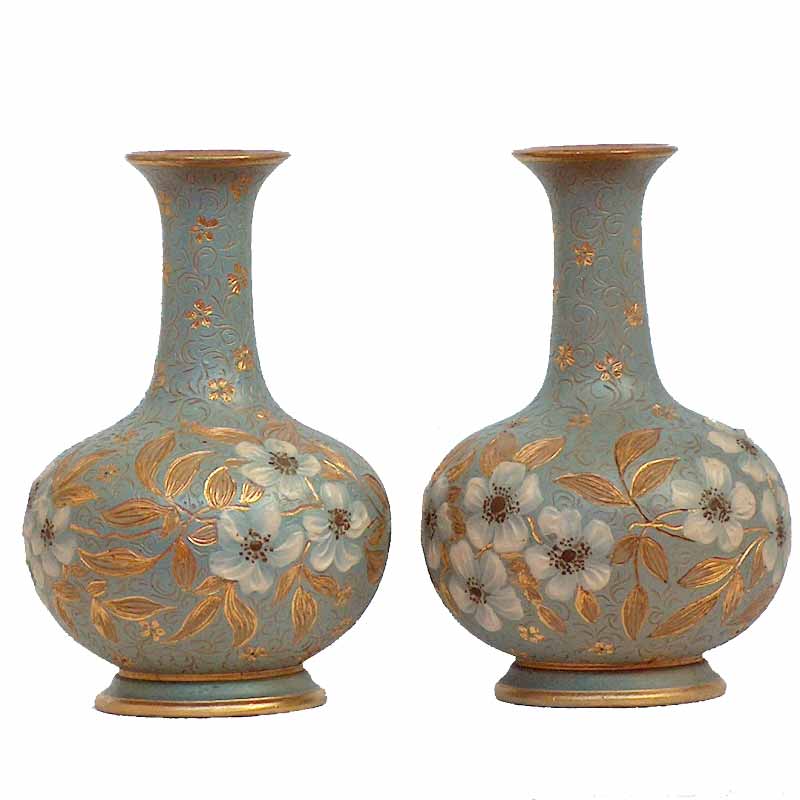 Martha Rogers -A pair of Doulton Silicon ware 7in (18cm) vases - 849