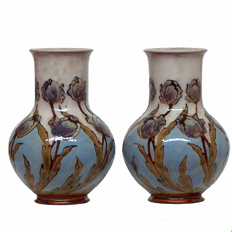 Eliza Simmance - a pair of Royal doulton 8.25in (21cm) vases - 451