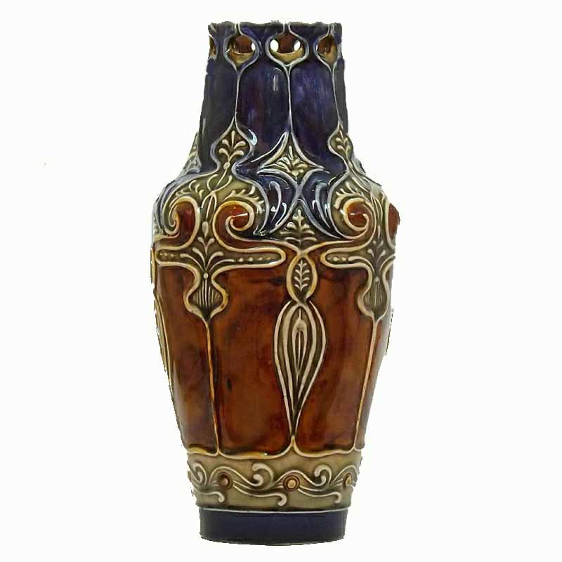 A 12in (30cm) reticulated Doulton Lambeth vase by Frank A Butler - 3340