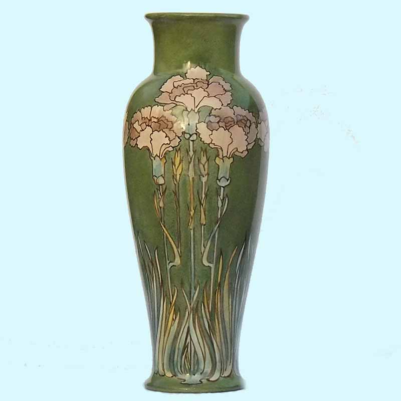 Agnes Baigent - an 11.5in (27.5cm) Doulton ambeth Faience vases