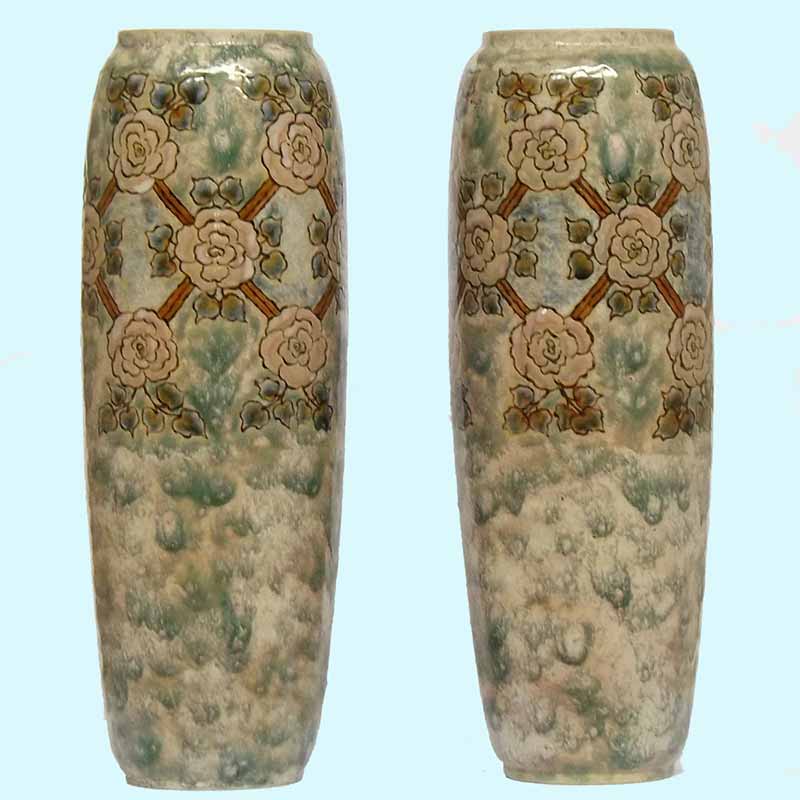 A pair of 14.75in (37cm)Royal Doulton vases by Eliza Simmance - 31