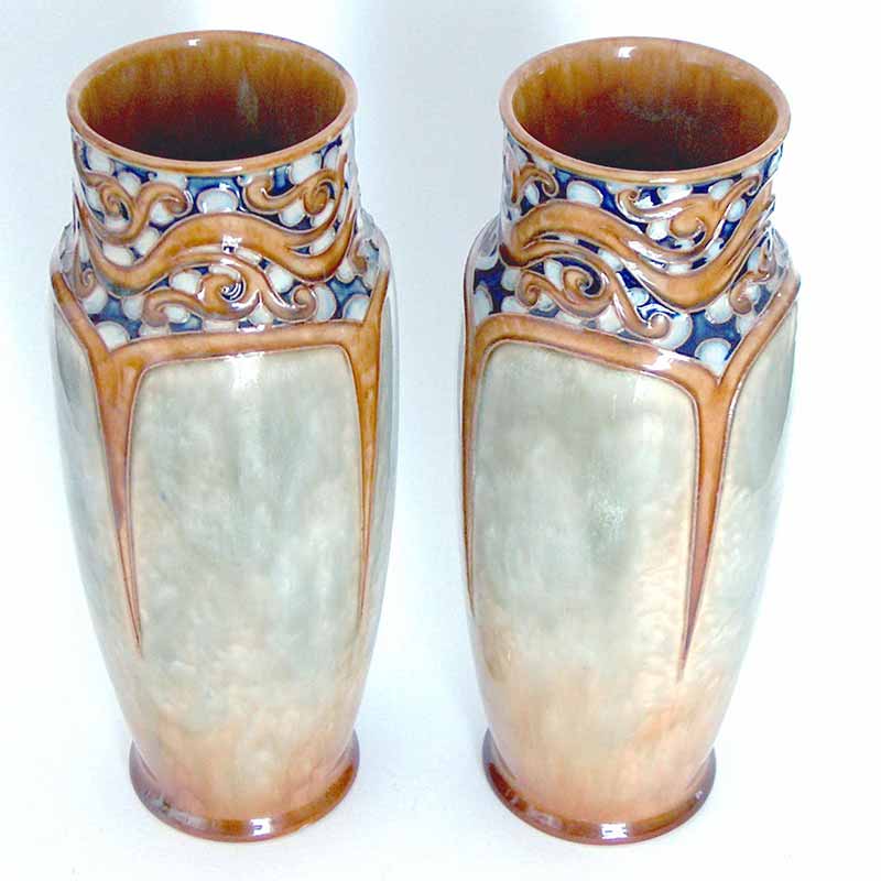 Royal Doulton Art Nouveau stoneware Bessie Newbery vases