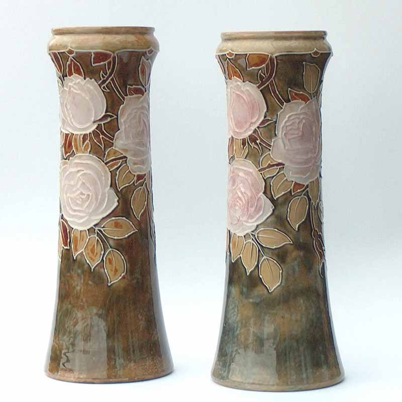 Two Royal Doulton stoneware Art Nouveau vases by Christine Abbott
