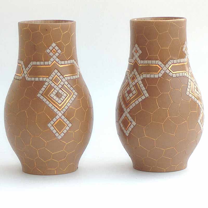 Pair of Doulton Lambeth Siliconware vases by Eliza Simmance