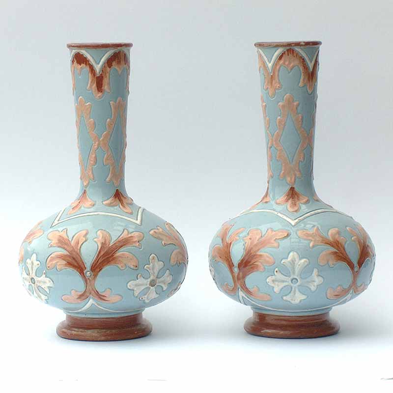 Pair of Doulton Lambeth silicon ware vases by Elizabeth Atkins