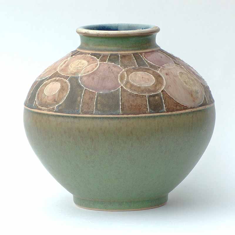 Royal Doulton Art Deco stoneware vase by Florrie Jones