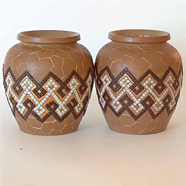 A pair of Doulton Lambeth mini-vases by Eliza Simmance